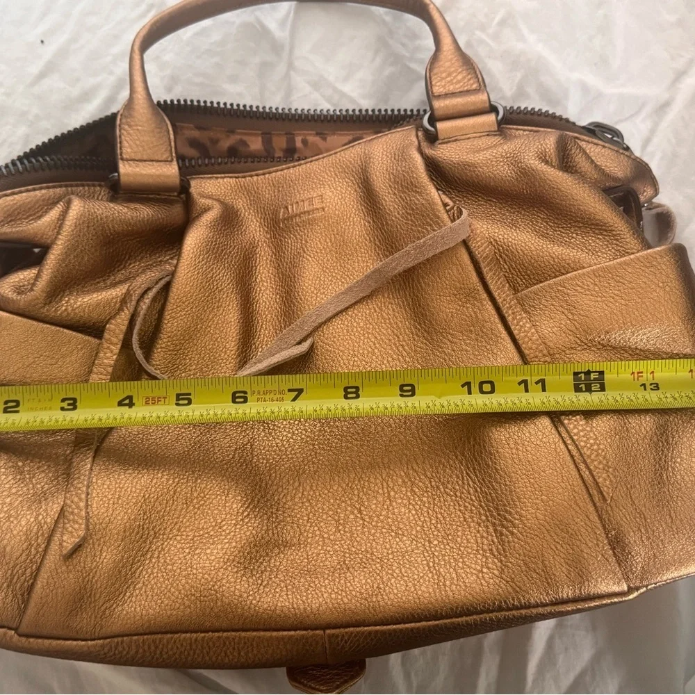 Aimee Kestenberg Metallic Bronze Leather Top Handle Satchel NWOT